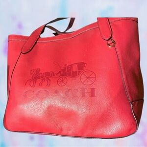 Coach Tote 27 In Colorblock With Horse And Carriage Engraved.